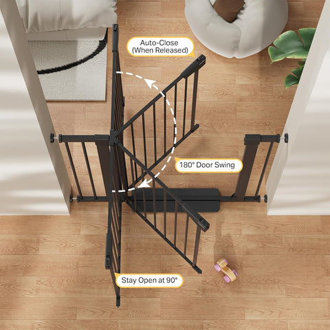 Cumbor 30-40.6 in Baby Gate for Stairs and Doorways, Dog Gate Indoor Black