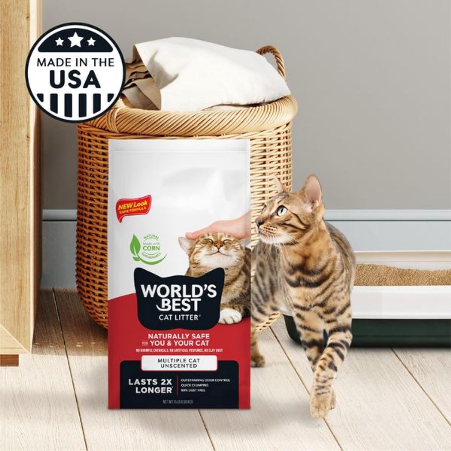 World's Best Cat Litter, Multiple Cat, Unscented, Odor Control, 15 lb Bag