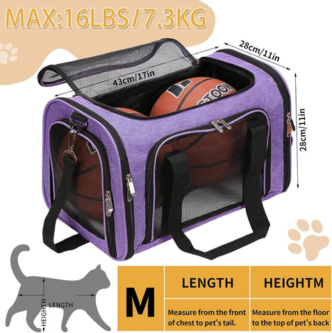 Soft-Sided Cat/Dog/Pet Carrier, Collapsible Pets Travel Carriers