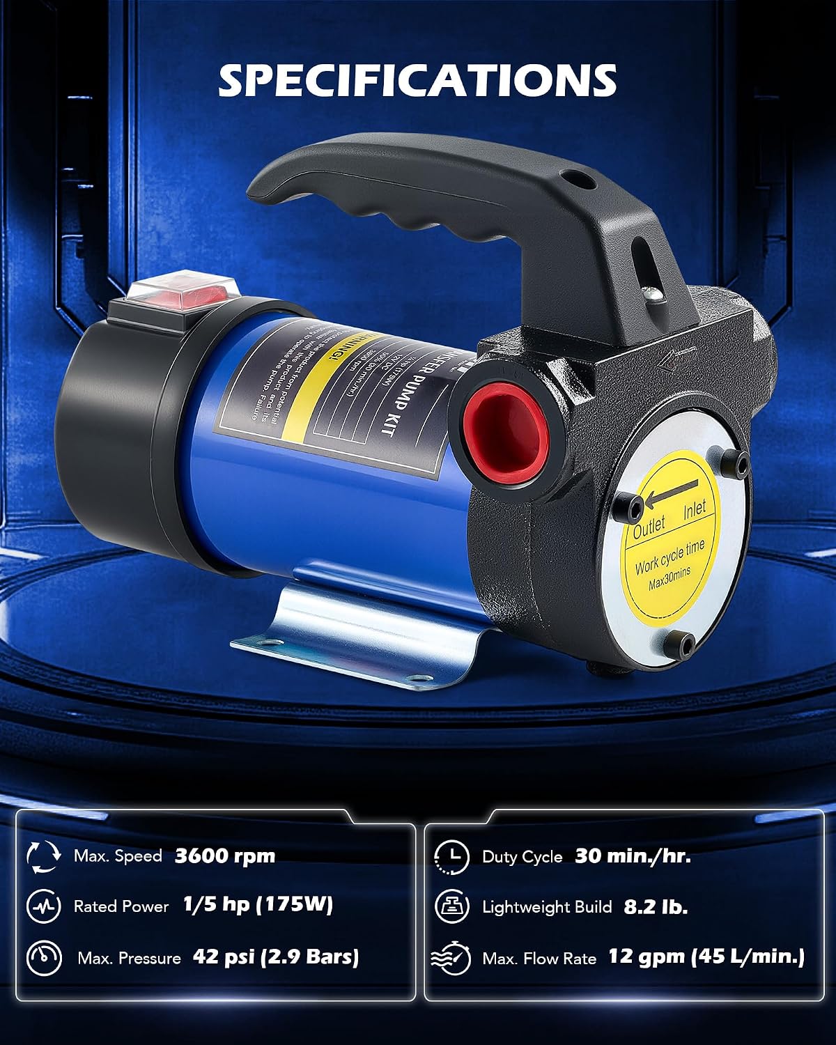 OMT Diesel Transfer Pump, 12V Fuel Transfer Pump with Nozzle Hoses