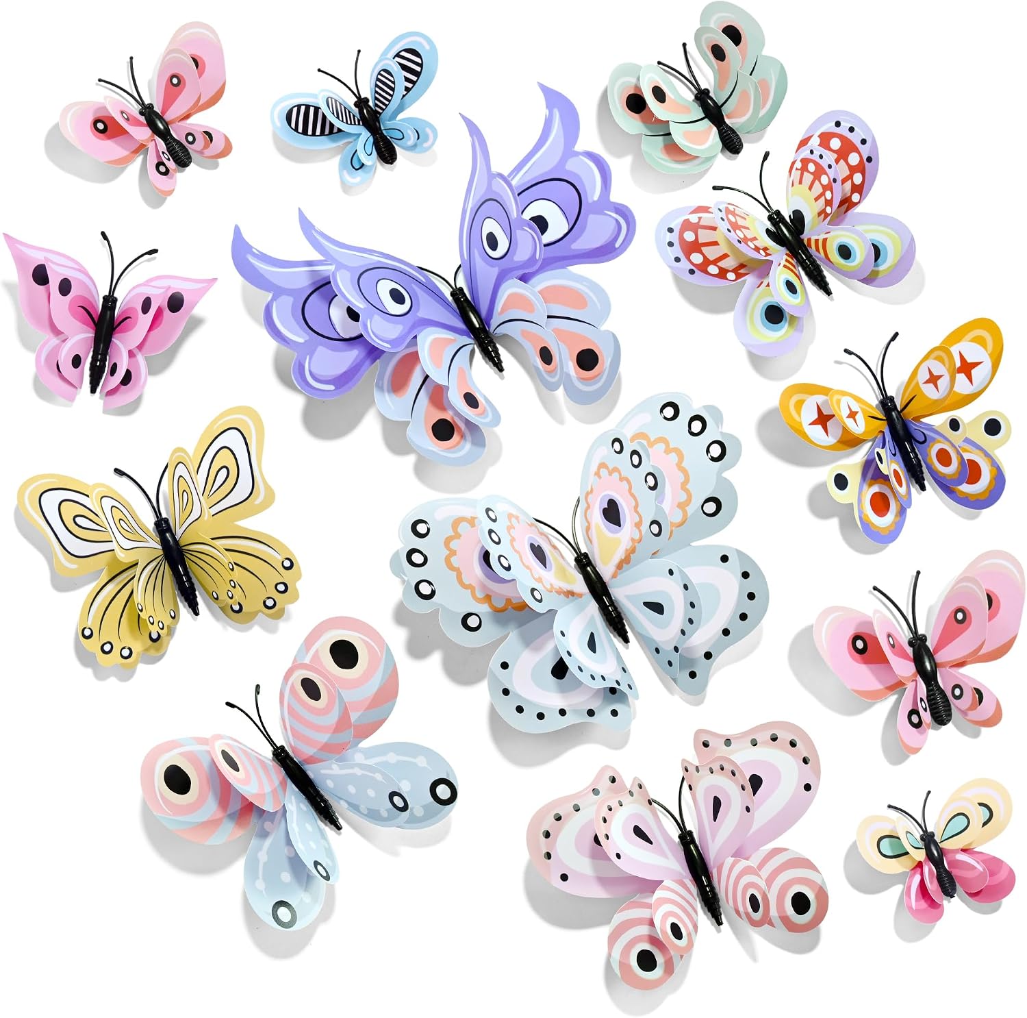 SAOROPEB 3D Butterfly Wall Decor, 72 Pcs Pastel Butterfly Decorations