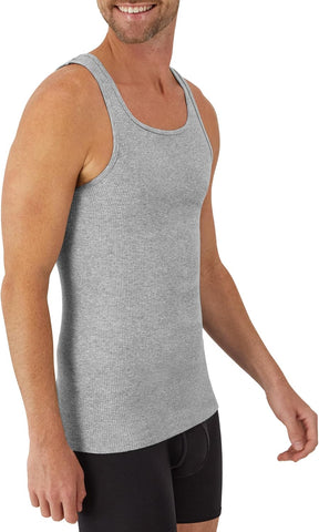 Hanes Men's Tank Undershirt Pack, Cotton Tank Undershirt, Moisture-Wicking, Breathable, White or Grey/Black, Multi-Pack