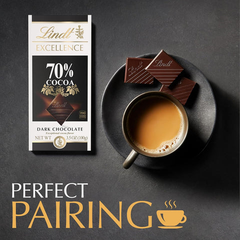Lindt EXCELLENCE 70% Cocoa Dark Chocolate Candy Bar, 3.5 oz., 12 Pack
