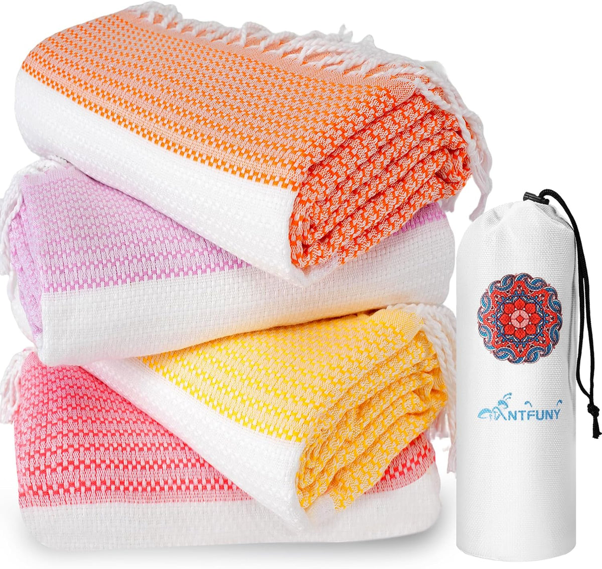 4 Packs Turkish Beach Towels Oversized Swim Towel Set Bulk Quick Dry Bath Pool Sand Free Extra Large Xl Big Blanket Adult Travel Essentials Cruise Accessories Must Have Clearance Vacation Stuff