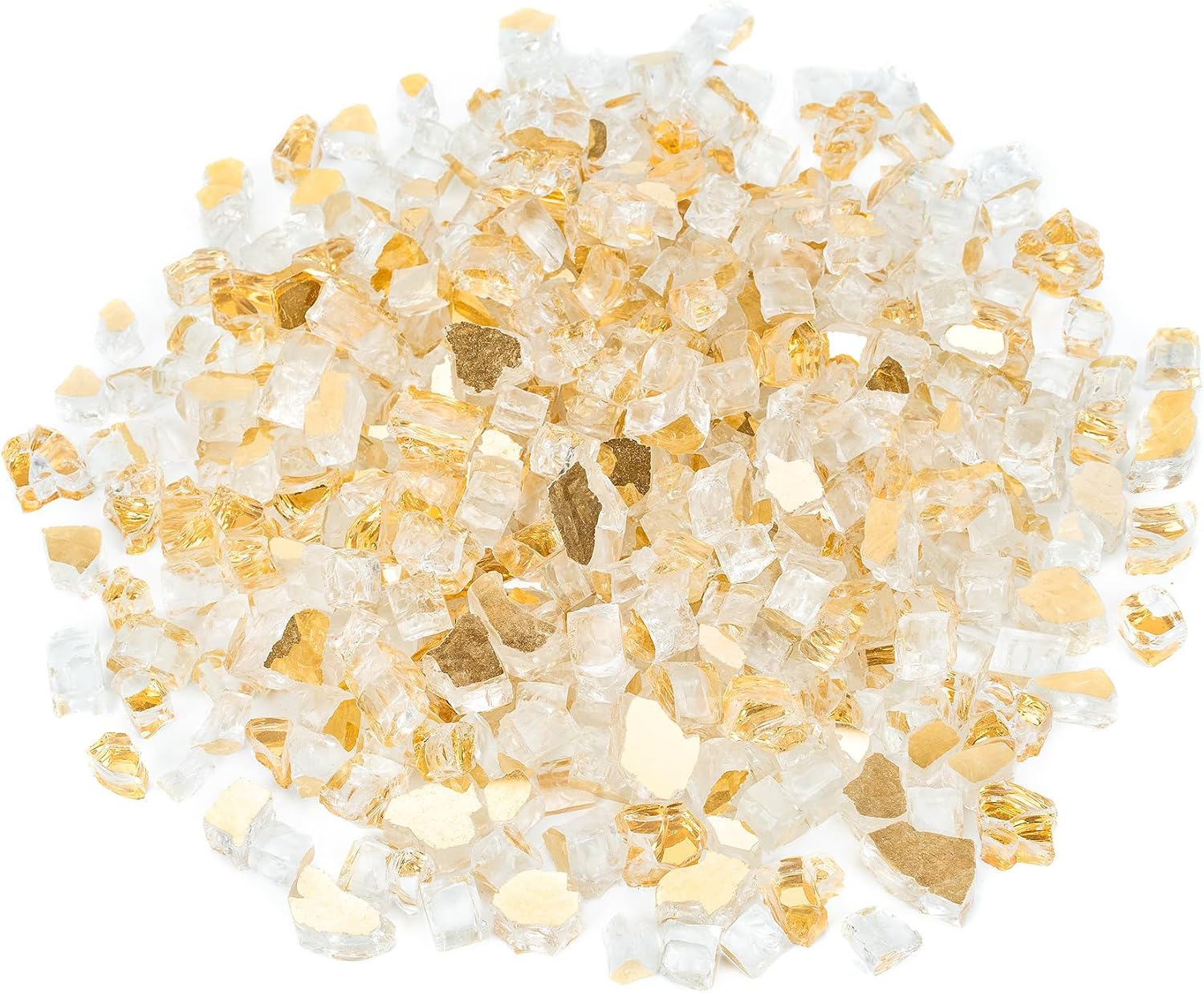Mr. Fireglass 10 lbs High Luster Fire Pit Glass, 1/2 Inch Reflective Gold