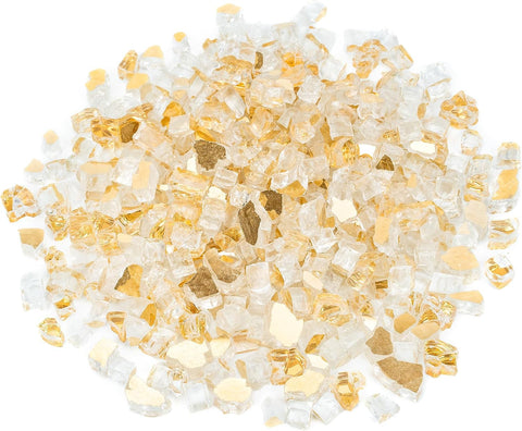 Mr. Fireglass 10 lbs High Luster Fire Pit Glass, 1/2 Inch Reflective Gold