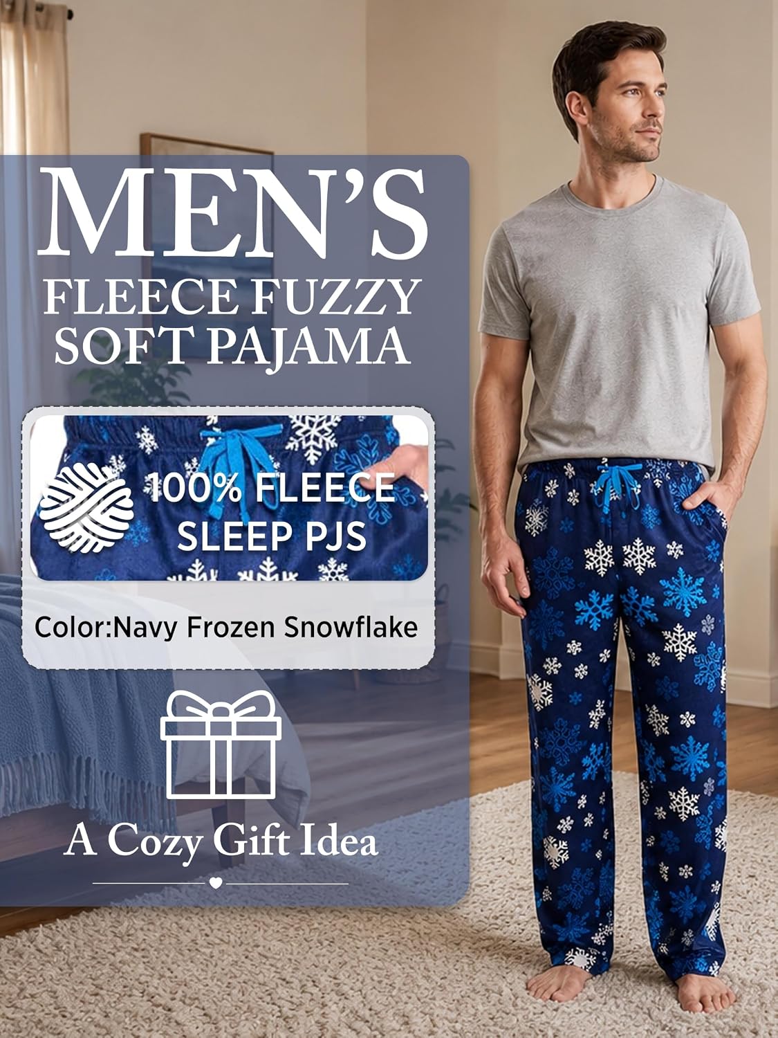 Ashford & Brooks Men's Fleece Pajama Pants, Fuzzy Soft Sleep Lounge Bottoms