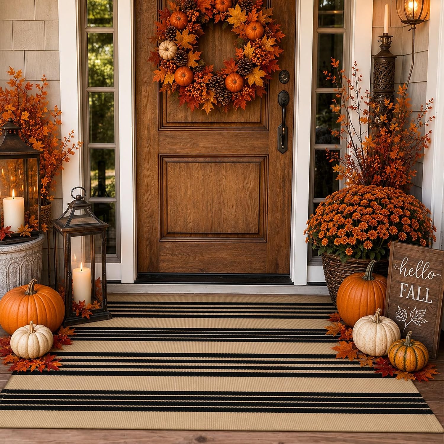 KIMODE Front Door Mats Outdoor Fall Porch Rug Doormats Outdoor Entrance