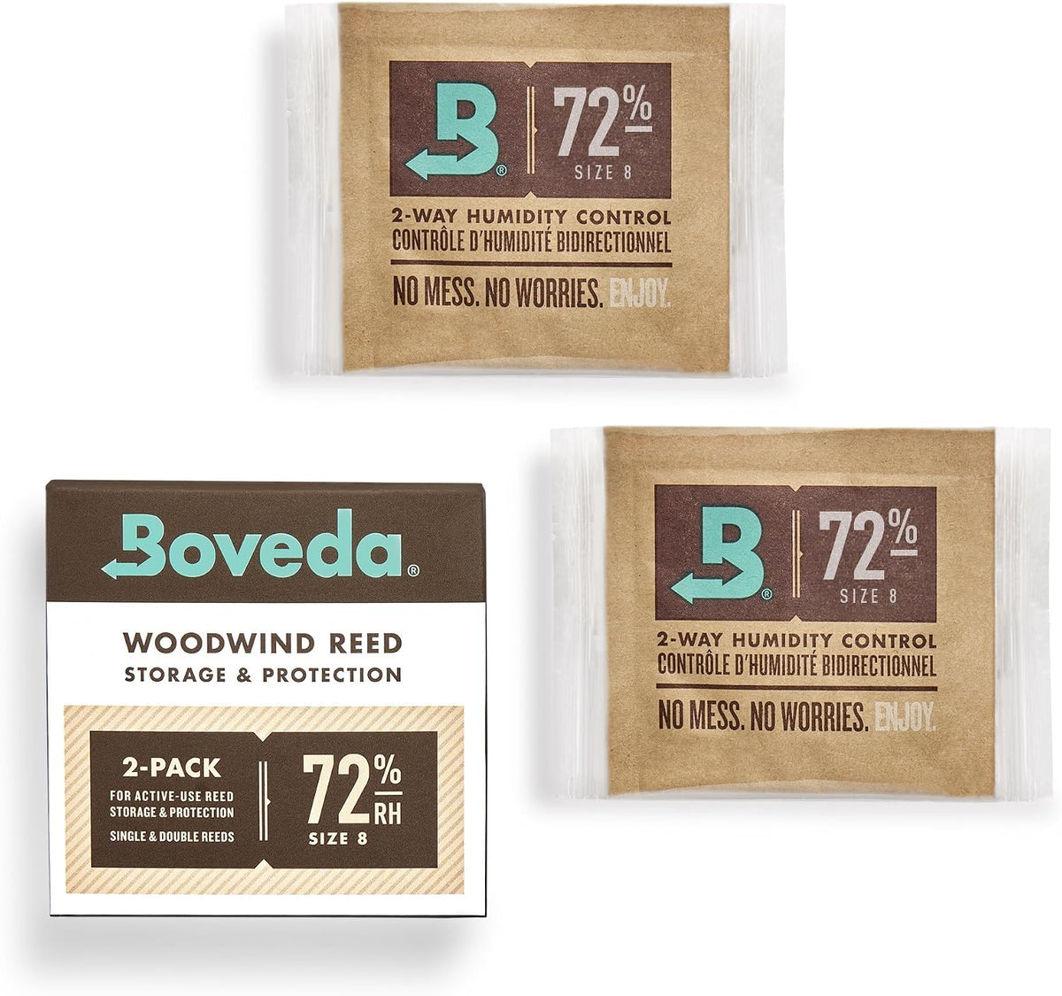 Boveda 72% Reed Humidity Control Packs, Size 8, 2-Pack – Prevents Splitting