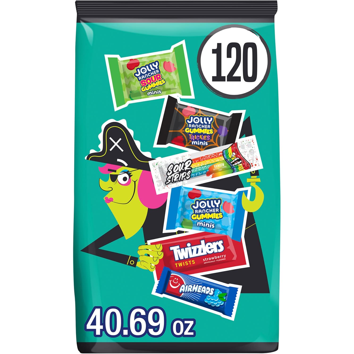 Hershey's Assorted Fruit Flavored Halloween Candy Bulk Pack, 40.69 oz, 120 Count (Pack of 6)