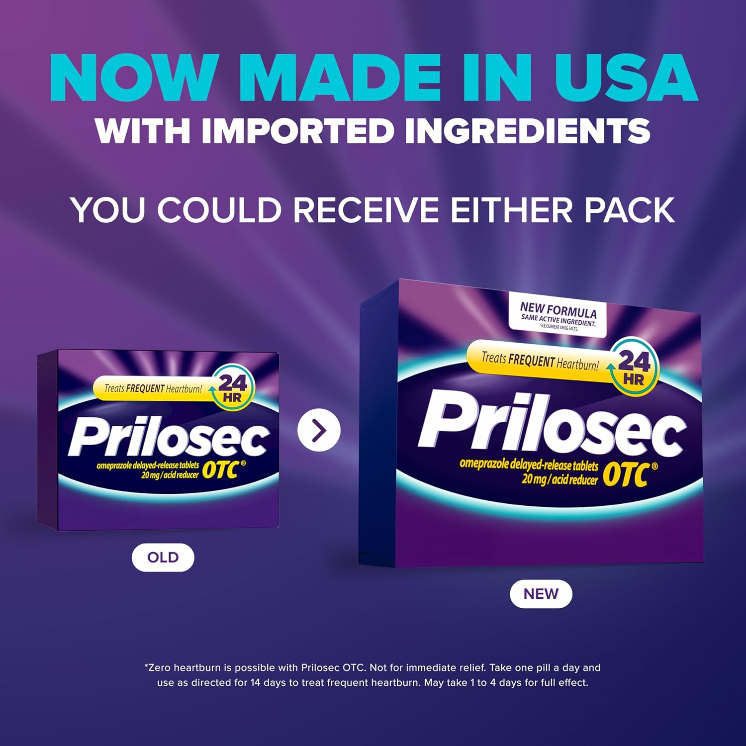 Prilosec OTC Frequent Heartburn Medicine and Acid Reducer Treatment with Omeprazole, Proton Pump Inhibitor - PPI, 42 Tablets (20 mg)