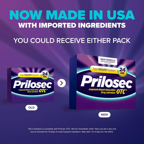 Prilosec OTC Frequent Heartburn Medicine and Acid Reducer Treatment with Omeprazole, Proton Pump Inhibitor - PPI, 42 Tablets (20 mg)