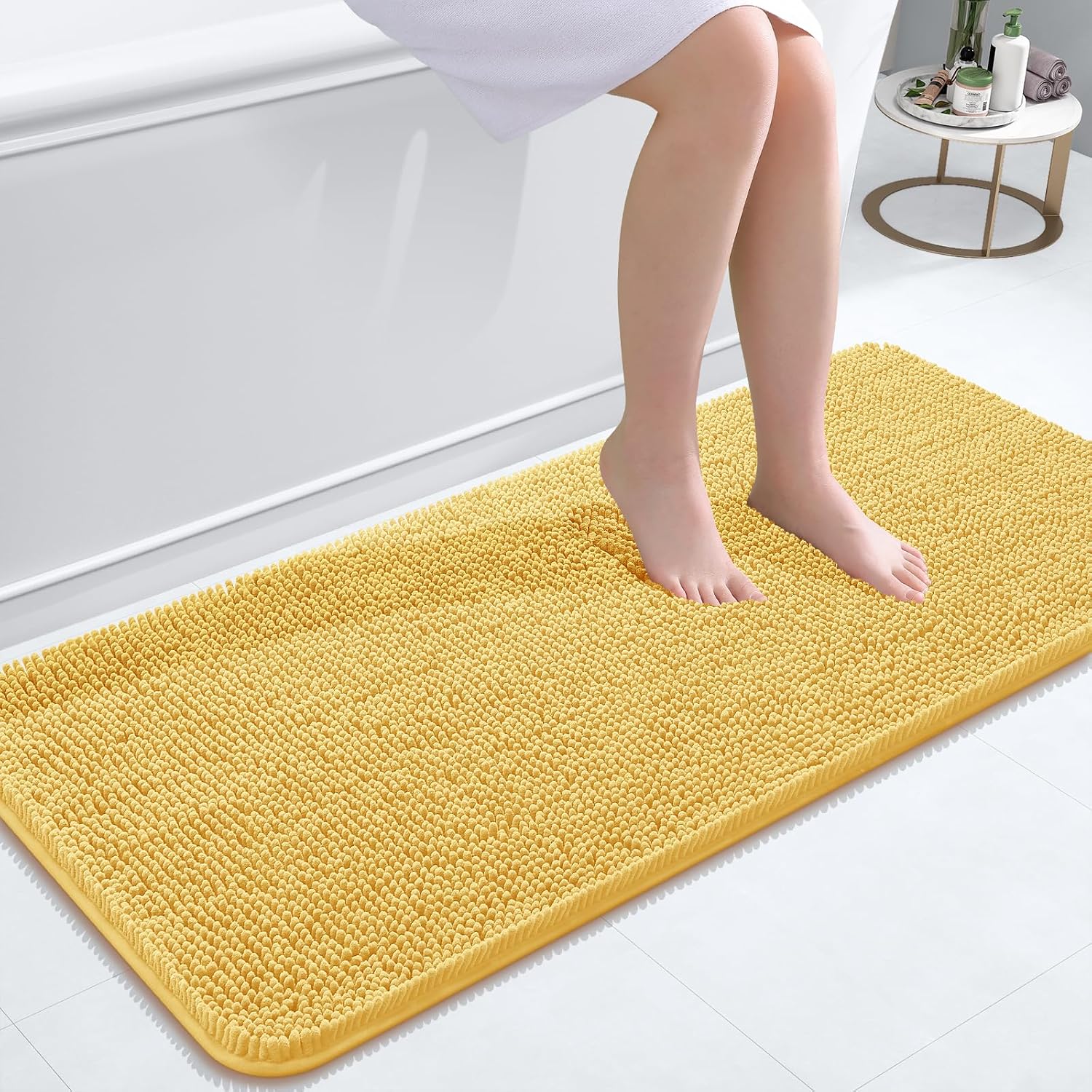OLANLY Bathroom Runner Rugs 47x20, Extra Soft Absorbent Chenille Bath Rugs