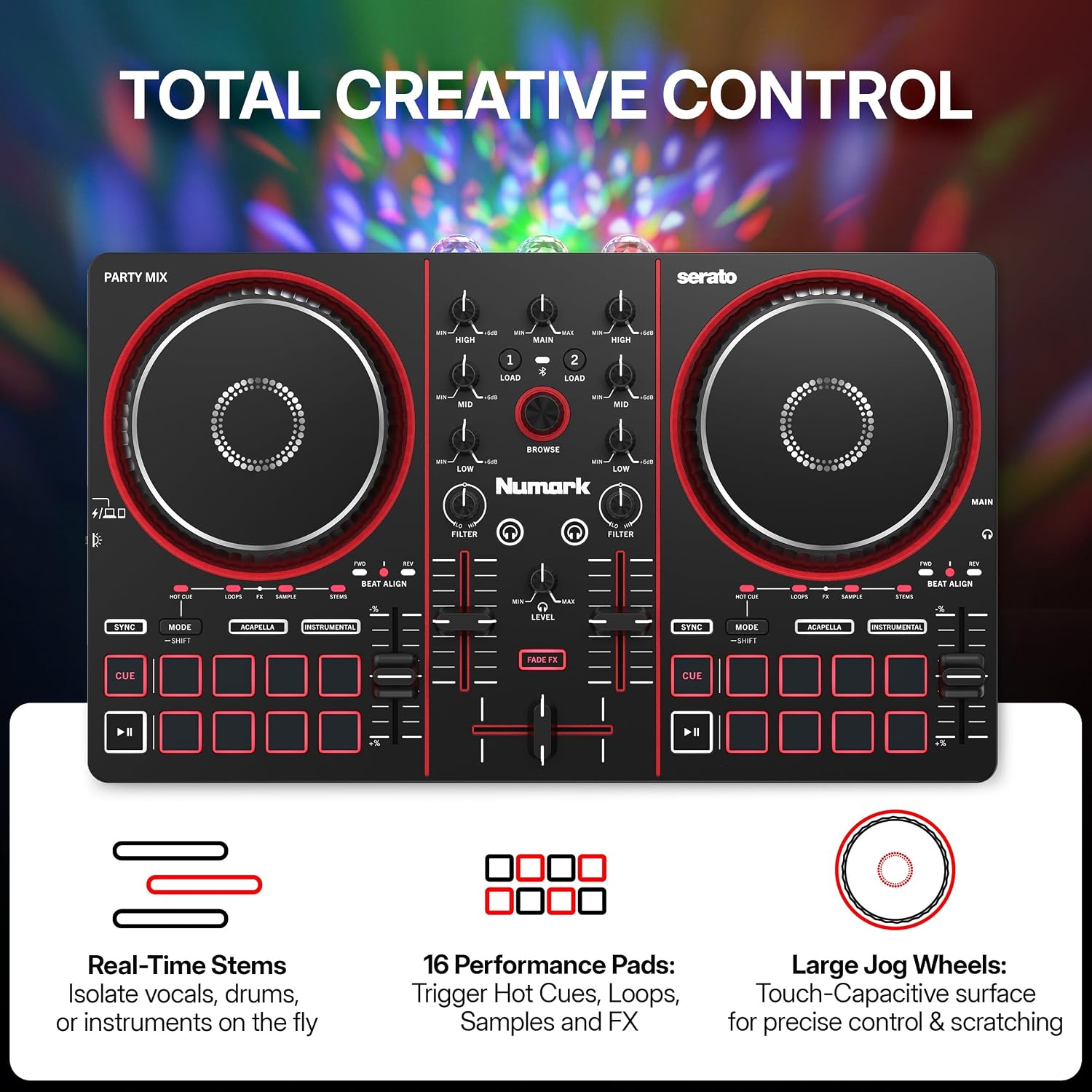 Numark Party Mix III Bluetooth DJ Controller with Built-in Lights