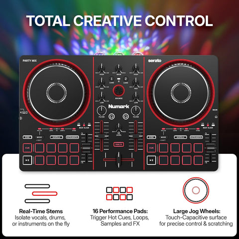 Numark Party Mix III Bluetooth DJ Controller with Built-in Lights