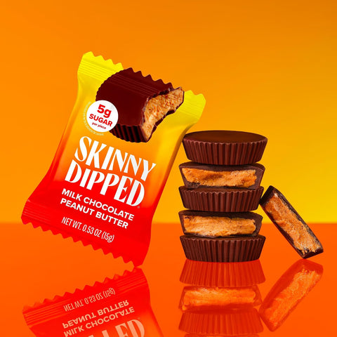 SkinnyDipped Milk Chocolate Peanut Butter Cups, 3.2oz Bag | 4 Pack