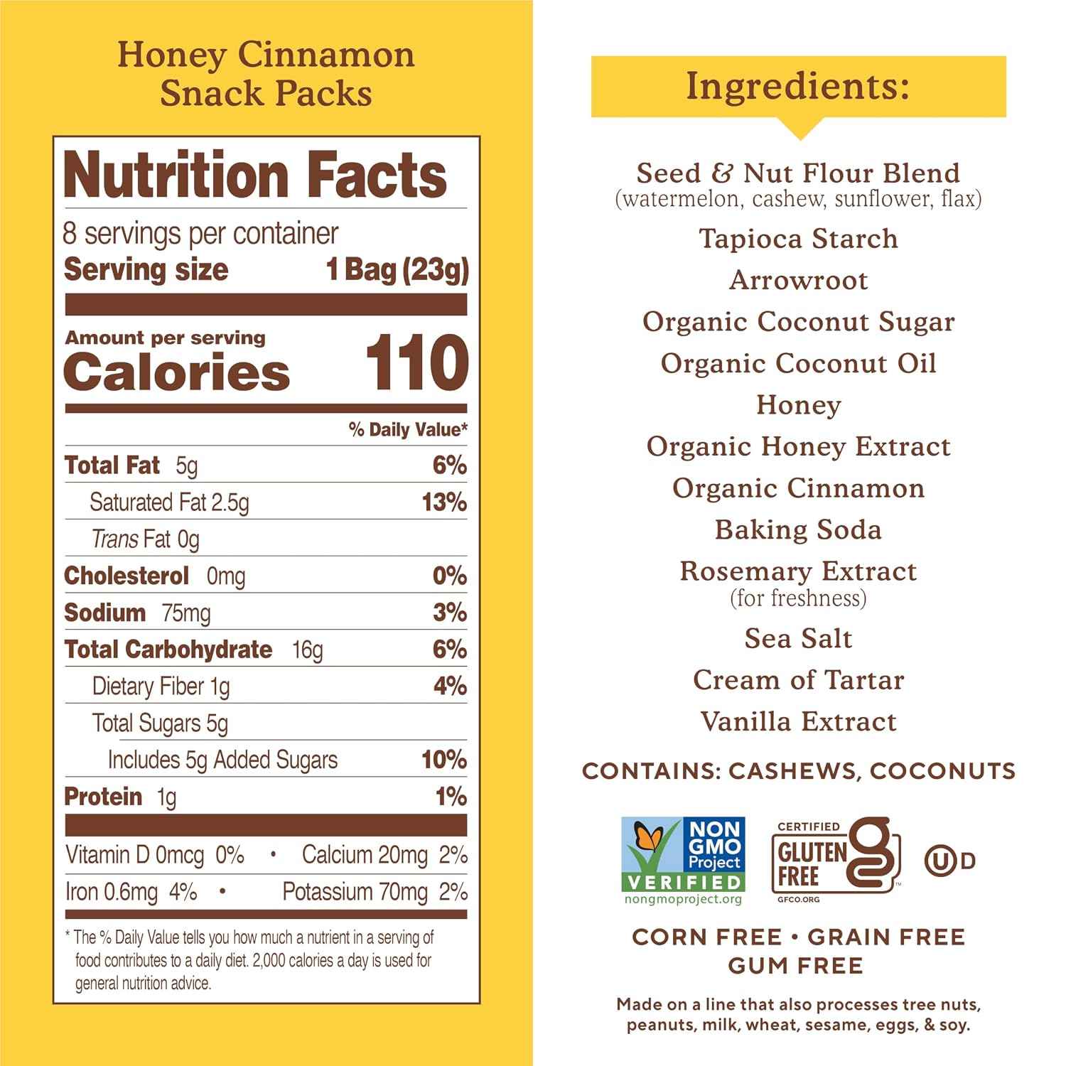 Simple Mills Snack Packs Honey Cinnamon Sweet Thins, Healthy Snacks for Kids, Individual Packs, Seed & Nut Flour, 8 Ct (Pack of 4)
