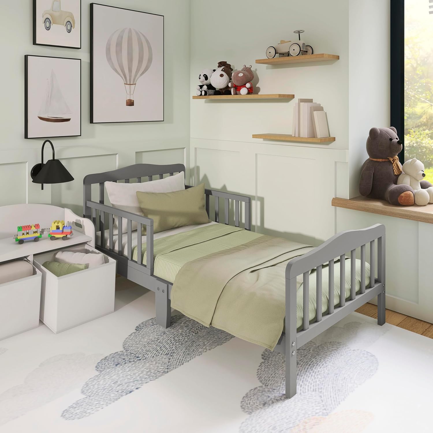 Dream On Me Classic Design Toddler Bed, GREENGUARD Gold, Steel Grey
