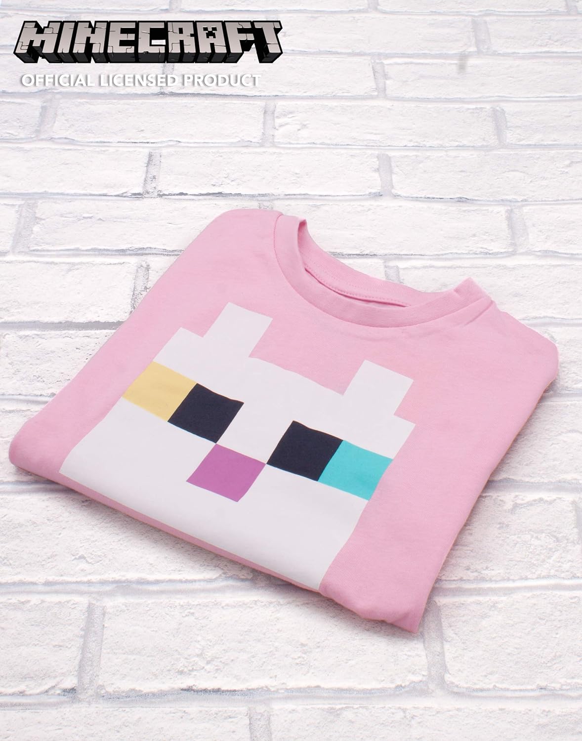 Minecraft T Shirt for Girls | Kids Kitty Front Character Tie Pink Gamer Tee | Childrens Clothing Gaming Merchandise Gifts