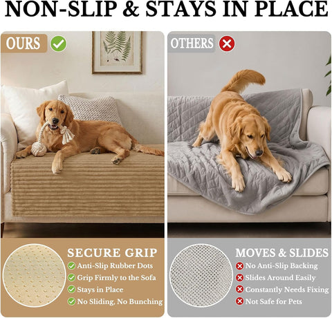 Smiry Waterproof Couch Cover for Dogs, Washable Non Slip Plush Protector