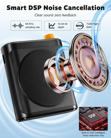 Tearstone Voice Amplifier for Teachers with Bluetooth, Dual Magnetic Mics