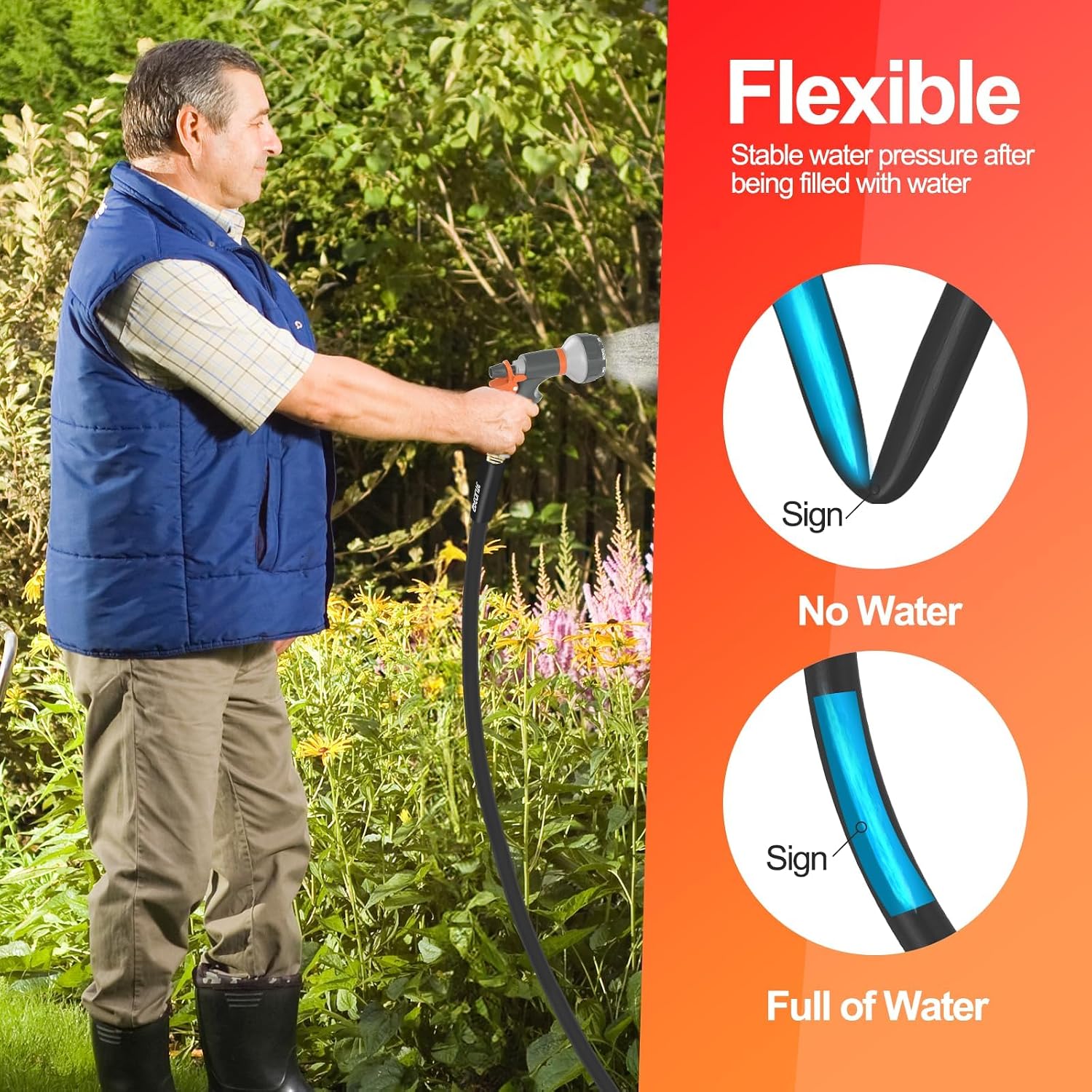 SPECILITE Garden Water Hose 100 ft x 3/4", Heavy Duty & Kink-less, Black
