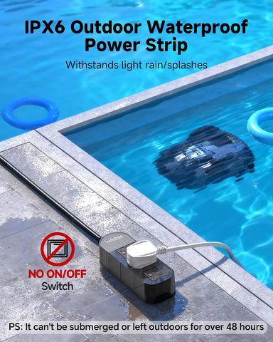 Outdoor Power Strip Weatherproof, 3 AC Outlets, 5FT Extension Cord