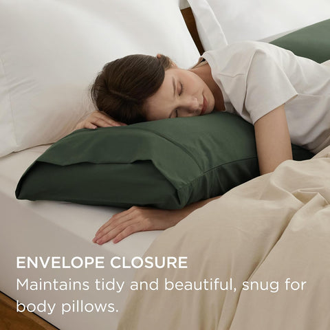 Bedsure Body Pillow Case Cover - Olive Green Brushed Microfiber Long Pillow Cases, Ultra Soft and Cozy Body Pillowcase with Envelope Closure for Kids, Wrinkle, Fade Resistant, 1 Pack, 20x54 Inches