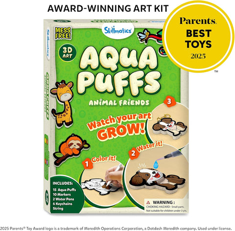 Skillmatics Aqua Puffs Animals, Art & Craft, Paint by Number, Gift for Kids