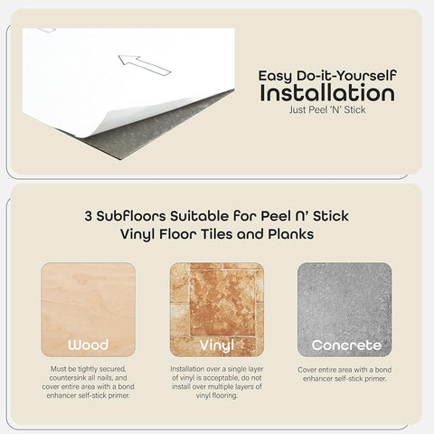 Nexus Self Adhesive 12-Inch Vinyl Floor Tiles, 20 Tiles, 12 x 12 in