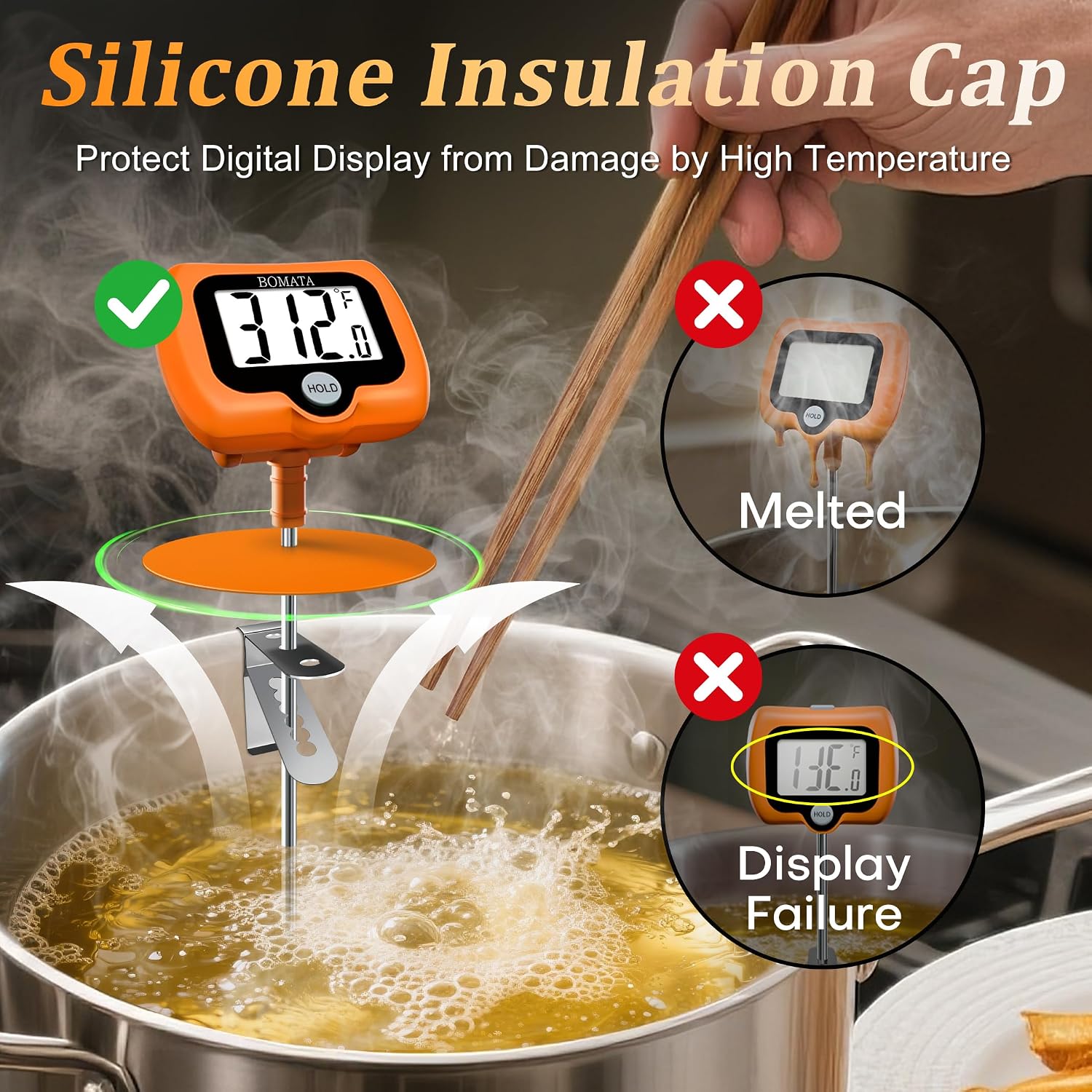BOMATA Digital Candy Thermometer with Pot Clip, Deep Fry Oil Thermometer