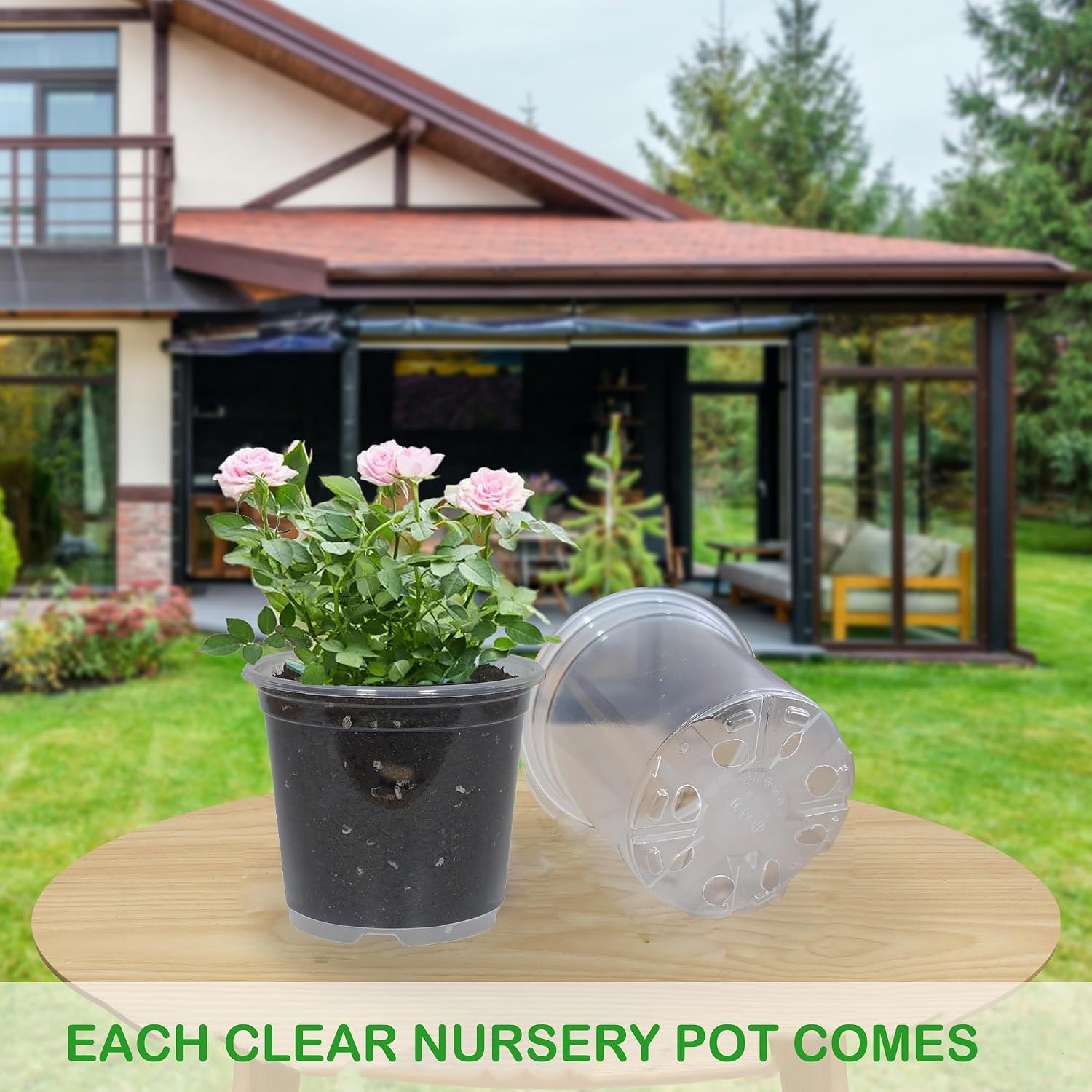 40 Pack 7 Inch Clear Nursery Pots with Drainage Plant Pots for Plants Transparent Potting Containers for Plants Seeding Starter Pot(Clear, 7 Inch 40 Pcs)
