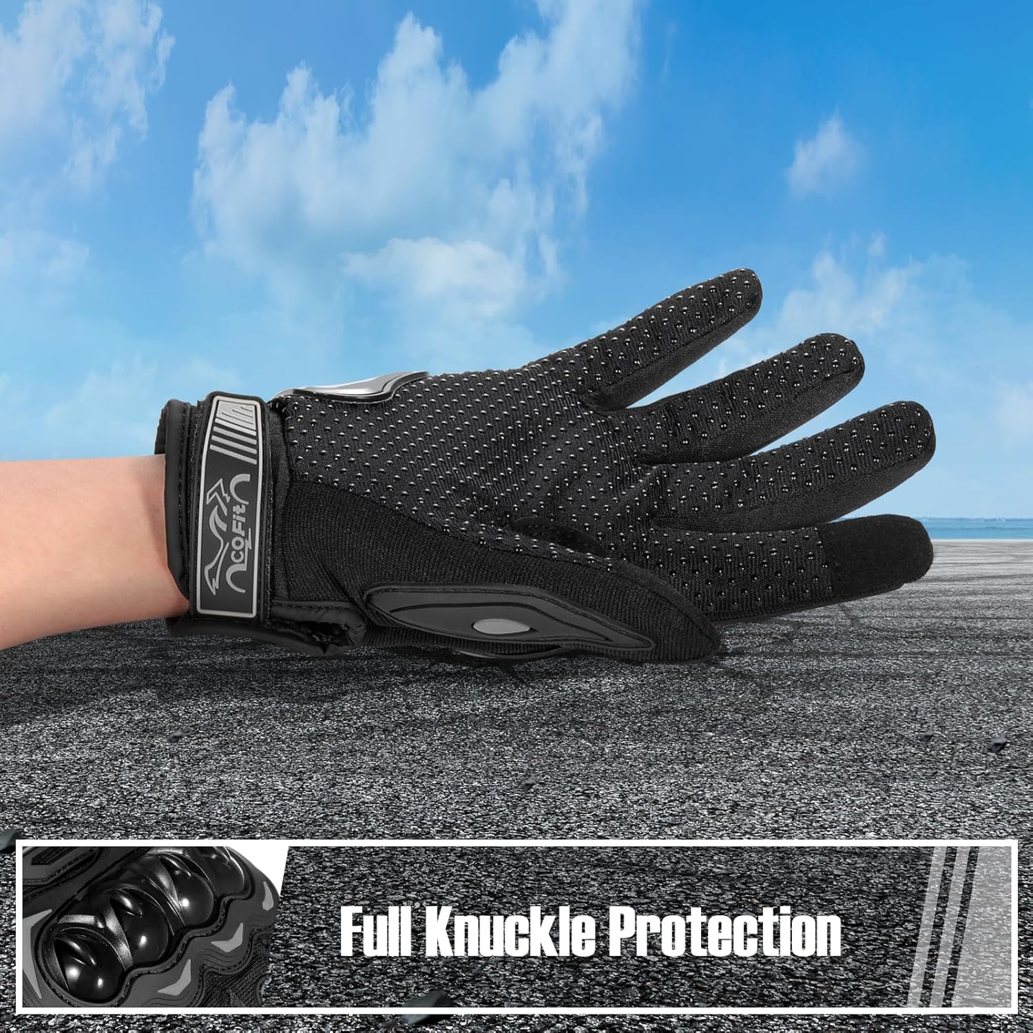 COFIT Motorcycle Gloves Breathable, Touchscreen Motorbike Gloves Anti-Slip with Good Grip Hard Knuckles Protection for Men Women Motocross, BMX ATV MTB Cycling, Road Racing