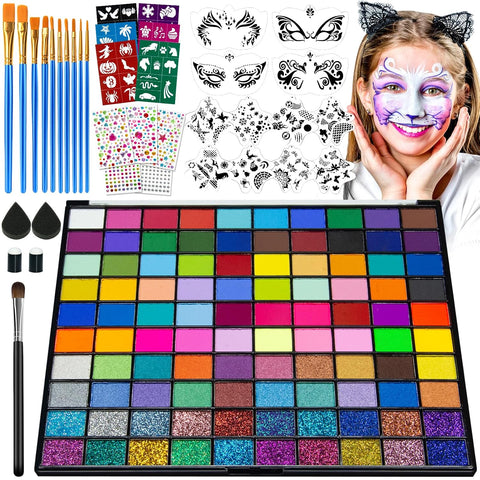 100 Colors Face Painting Kit, Water Activated Face Paint Palette