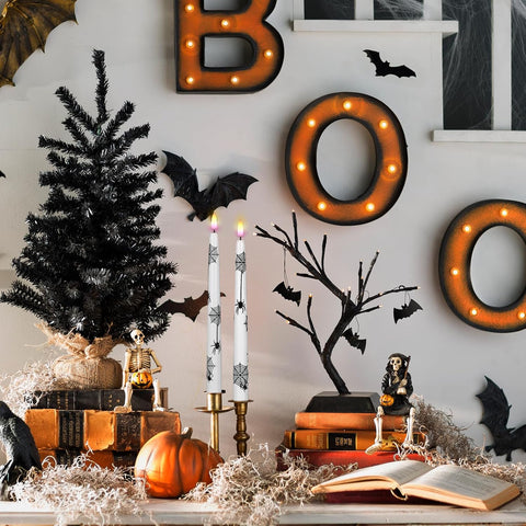 Wondise Halloween Flameless Taper Candles with Remote & Timer