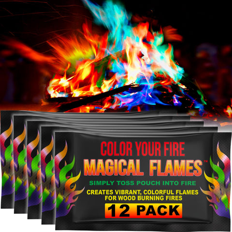 Magical Flames Fire Color Changing Packets - Pack of 12 Fire Color Packets for Fire Pit, Fireplace, Campfire Accessories - Camping Essentials