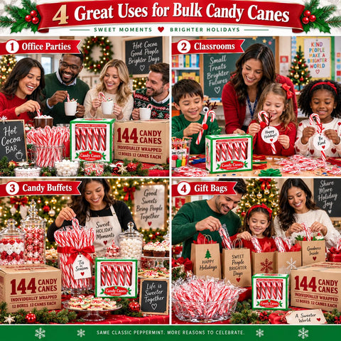 Candy Cane Peppermint Classic Red & White Individually Wrapped 144 Count