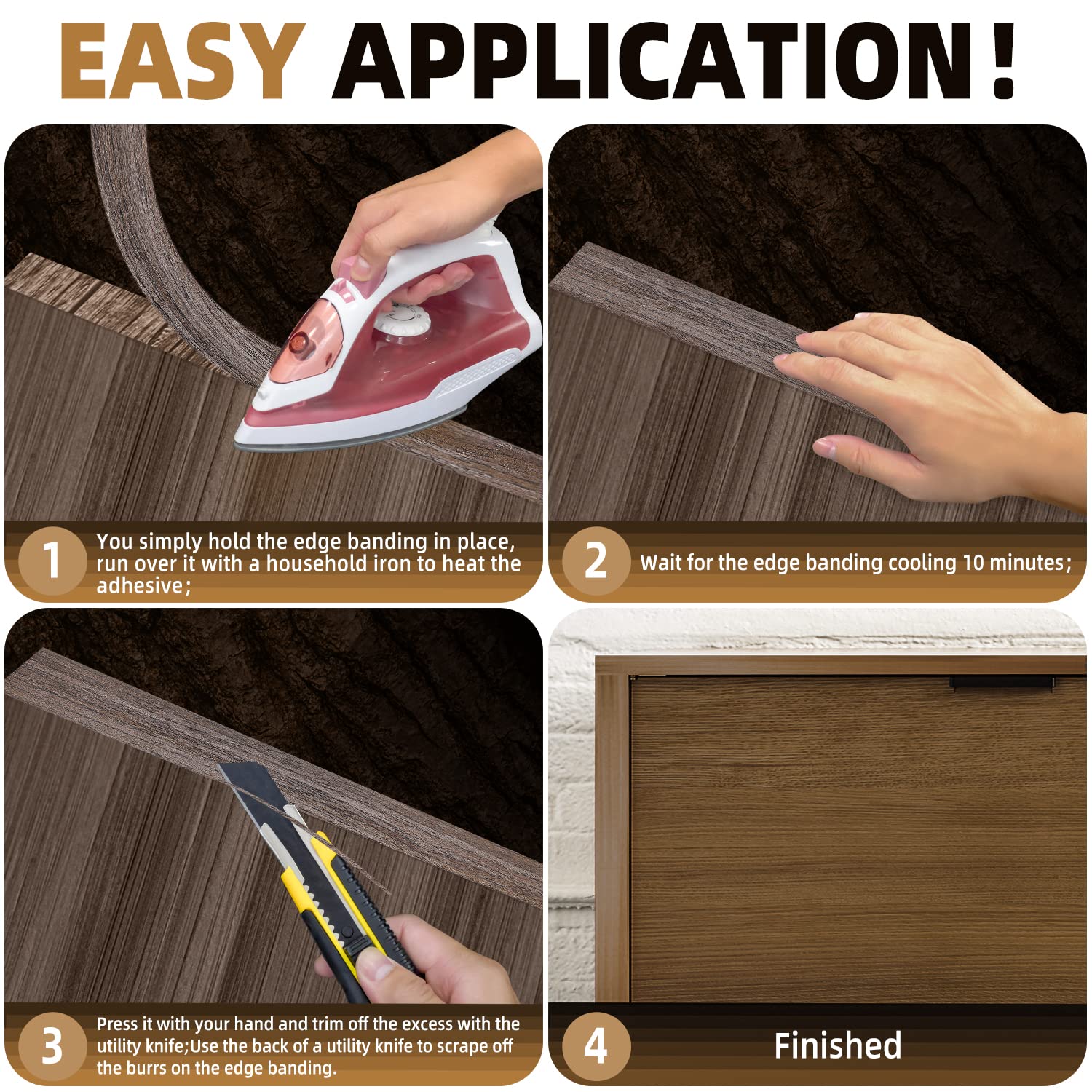 GSCIT Club Walnut Edge Banding, 2 inch x 10ft roll of Veneer Edge Banding -Pre-glued Flexible, Real Wood Tape Banding for Cabinet Repair Furniture Restoration