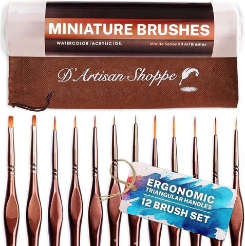 D'Artisan Shoppe Miniature Paint Brushes, Fine Detail Brushes for Models
