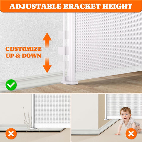 Pawtners Retractable Baby Gates, 41" Tall Extends up to 71" Wide, White