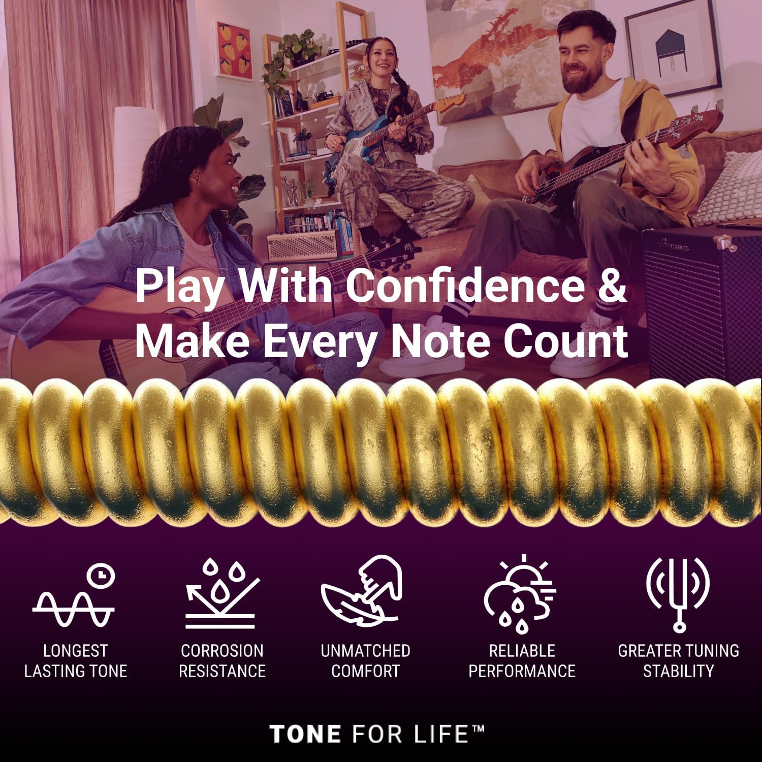 Elixir Strings, Acoustic Guitar Strings, Phosphor Bronze with NANOWEB Technology, Longest-Lasting Rich and Full Tone For Life with Comfortable Feel, 6 String Set, Custom Light 11-52