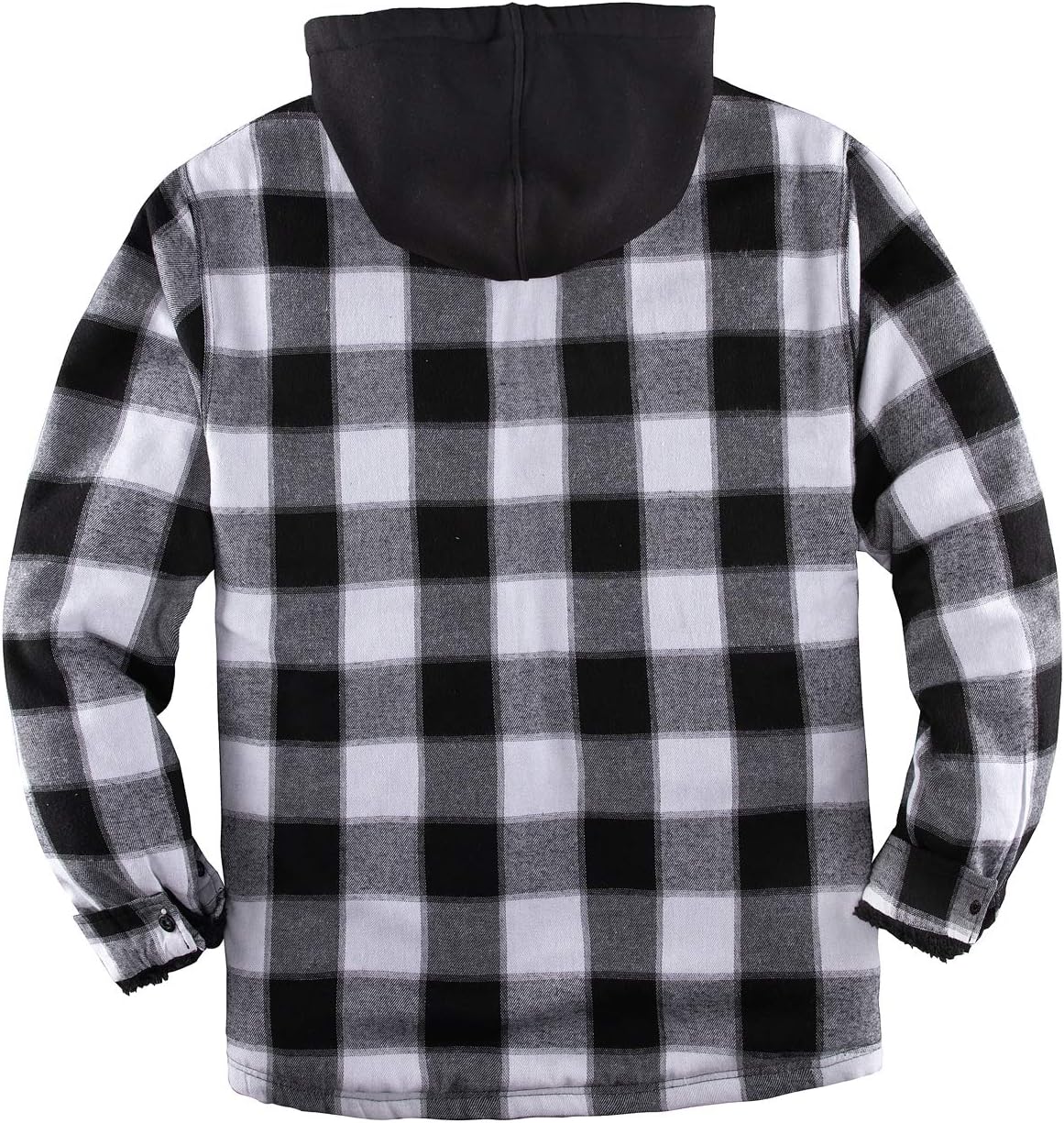 ZENTHACE Men's Sherpa Lined Full Zip Hooded Plaid Shirt Jacket