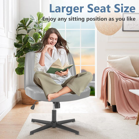 DUMOS Criss Cross Chair, Cross Legged Vanity Chair No Wheels, Home Office