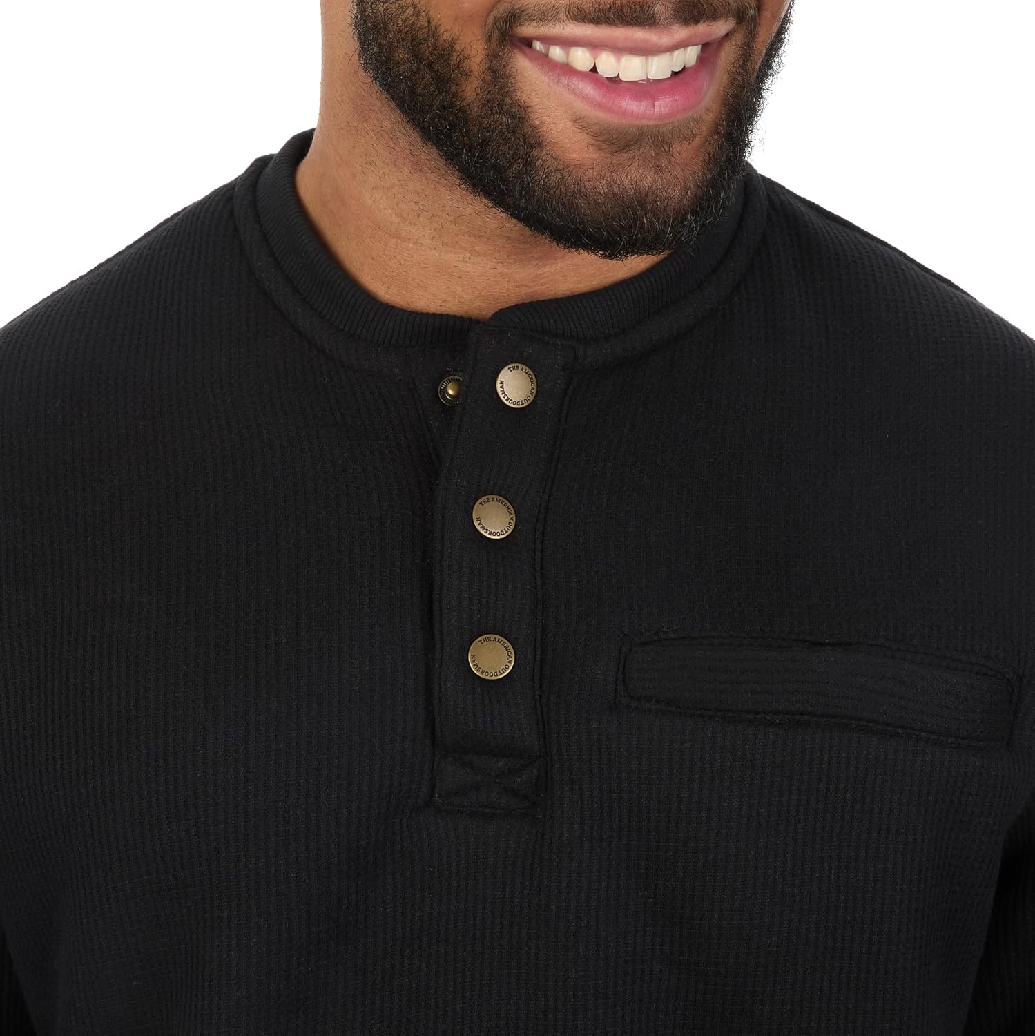 The American Outdoorsman Sherpa Lined Waffle Henley for Men - Thermal Long Sleeve Shirt Bonded Sherpa Lining For Outdoors