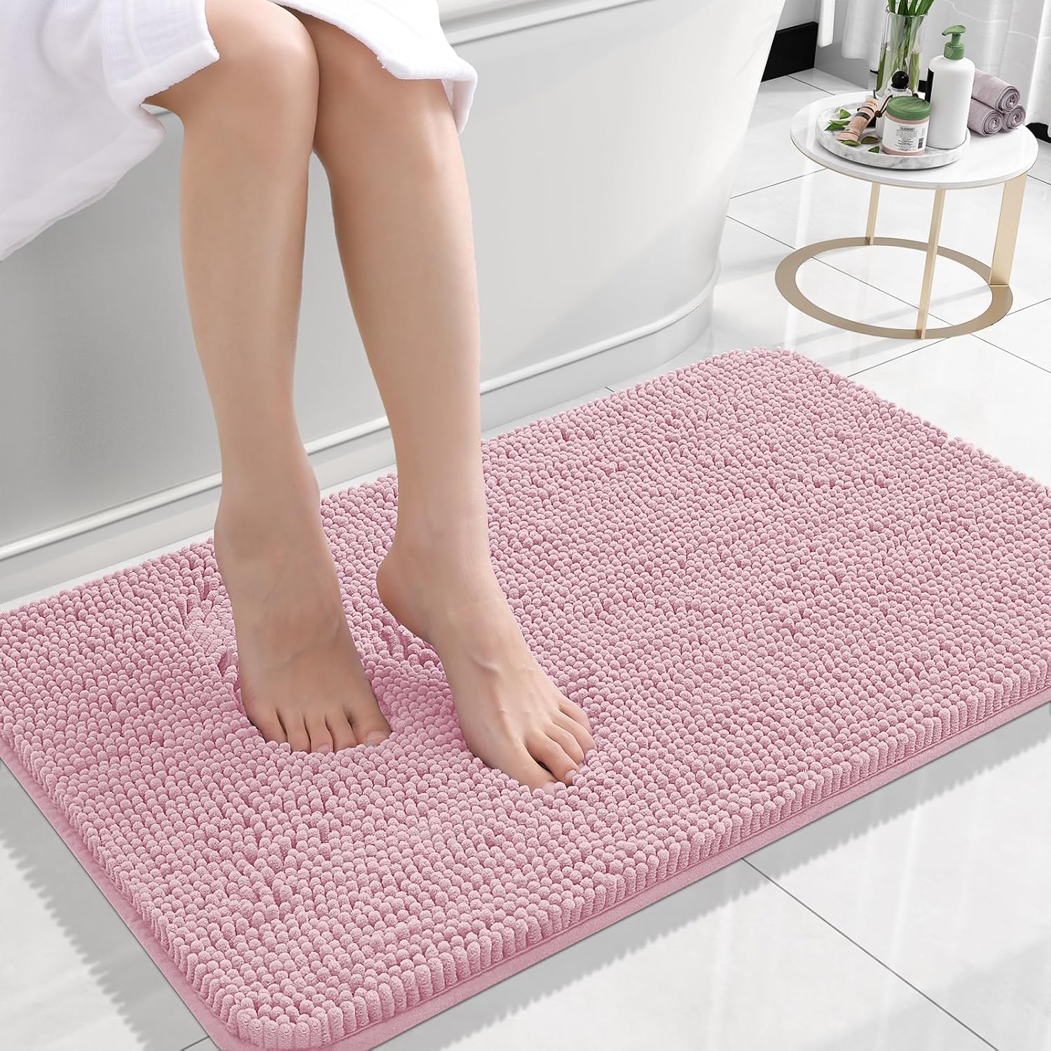 OLANLY Small Bathroom Rugs 24x16, Extra Soft Absorbent Chenille Bath Rugs