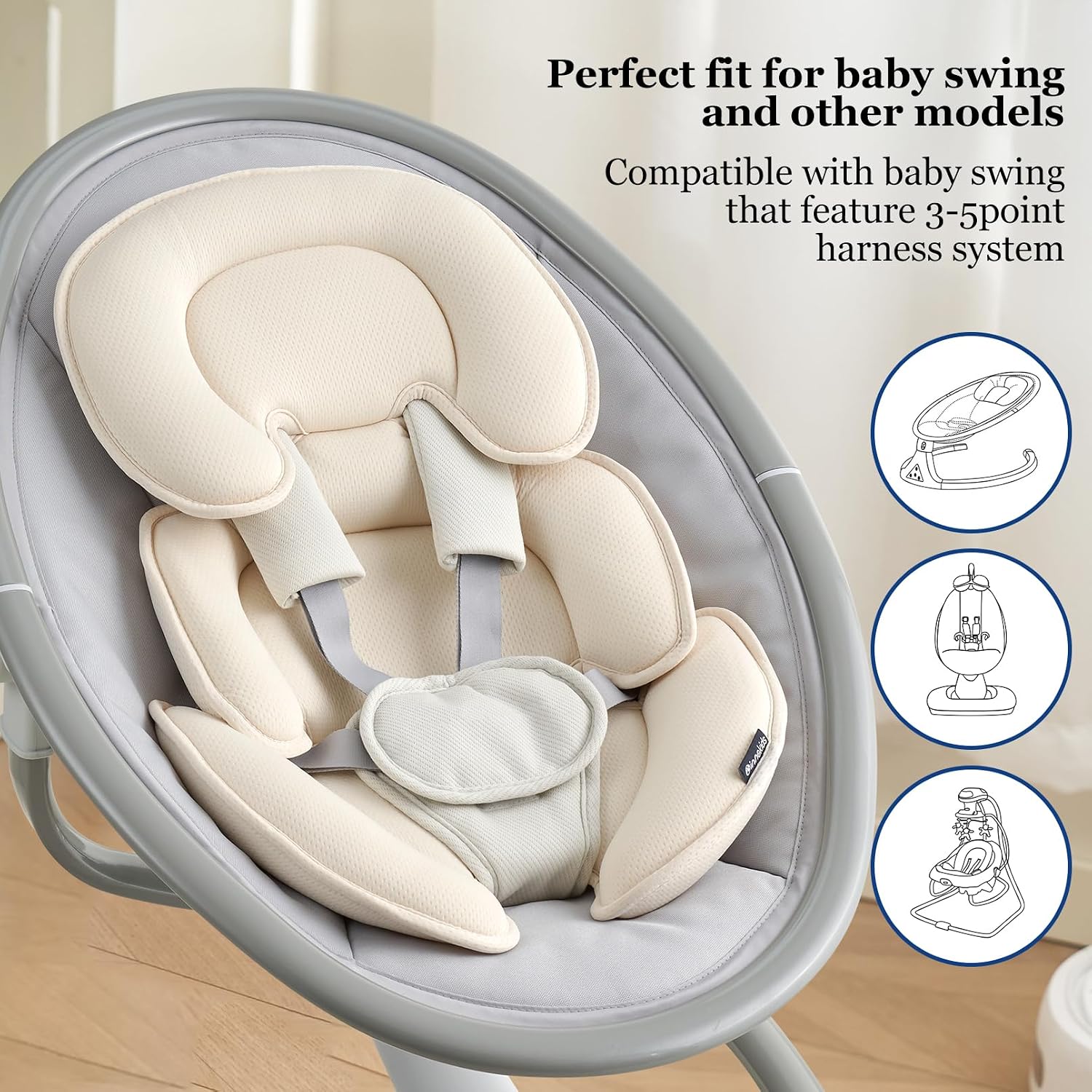 Innokids Infant Car Seat Insert for Newborn Baby Toddler (White)