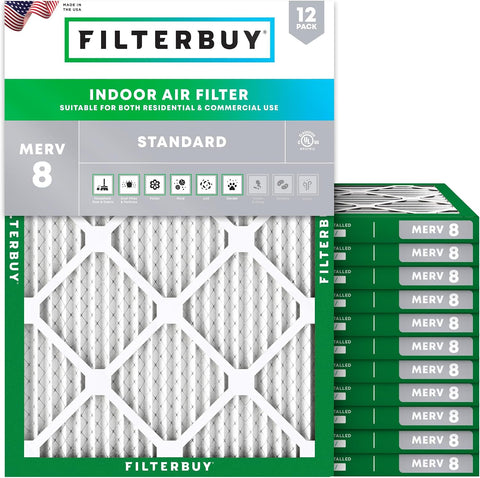 Filterbuy 17.5x21x1 Air Filter MERV 8 Dust & Allergy Defense (12-Pack)