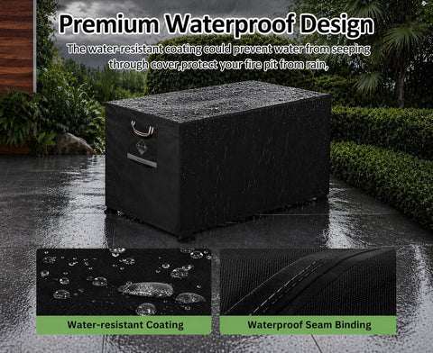 QH.HOME Fire Pit Cover Rectangular 42", 600D Heavy Duty 100% Waterproof