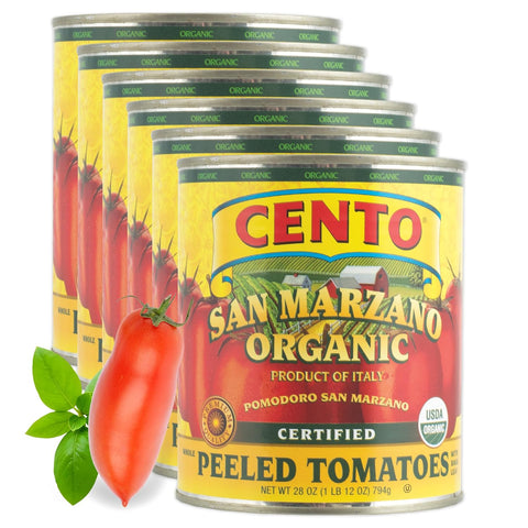 Cento Organic Certified San Marzano Whole Peeled Tomatoes, 28 oz, 6 Pack