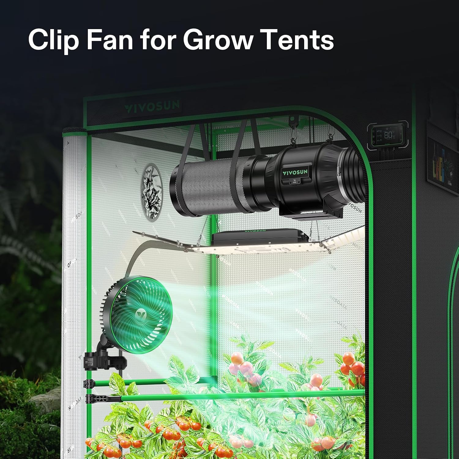VIVOSUN AeroWave E6 Gen2 Grow Tent Oscillating Clip Fan, 6" Fan, 1-Pack
